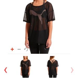 NWT Puma Black Drapey Mesh Logo T-shirt Size S